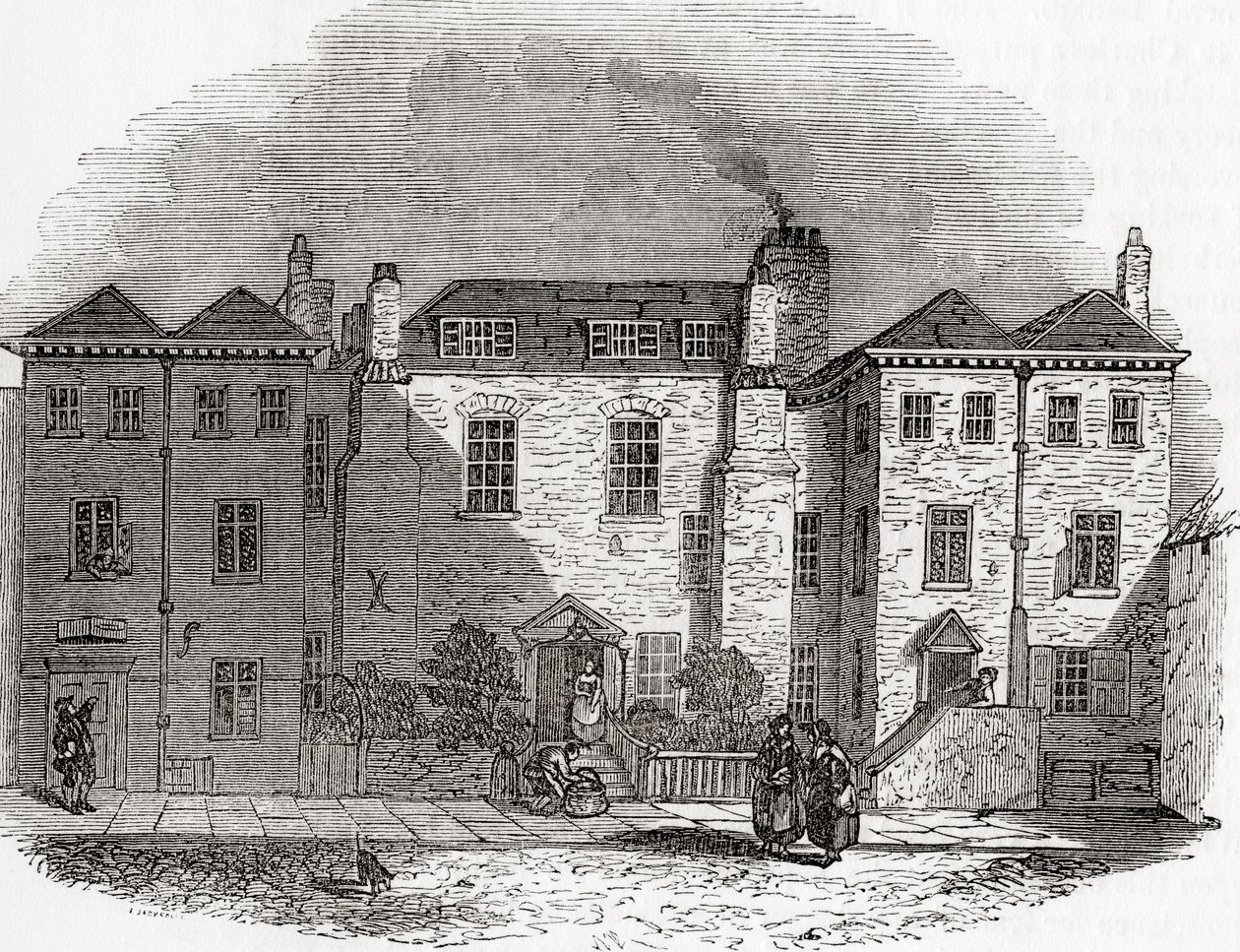 La casa de Oliver Cromwell, Clerkenwell Close, Londres, Inglaterra, de Old England: A Pictorial Museum, pub. 1847 de English School