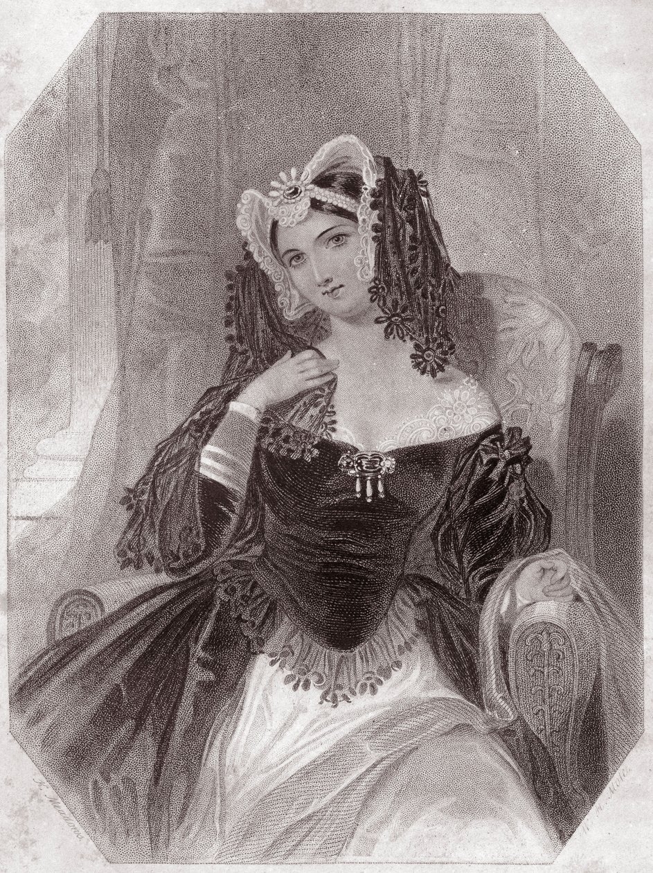 Olivia (Noche de Reyes) - en - “Galería de Mujeres de Shakespeare, colección de cuarenta y cinco retratos serios por artistas londinenses tempranos, enriquecidos con notas críticas y literarias” circa 1838 de English School