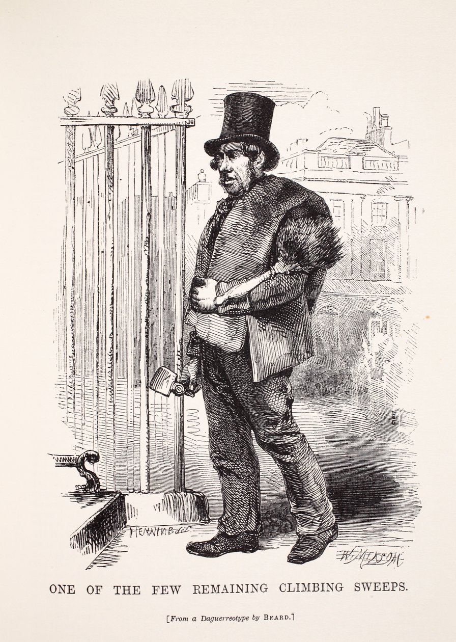 Uno de los pocos deshollinadores restantes, ilustración de London Labour and London Poor de Henry Mayhew, pub. 1862 de English School