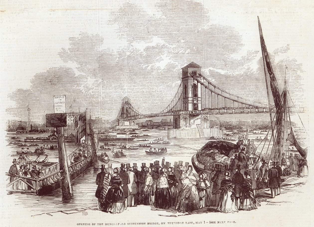 Inauguración del Puente Colgante de Hungerford, de 