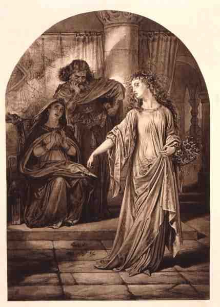 Ofelia, en Hamlet de William Shakespeare de English School