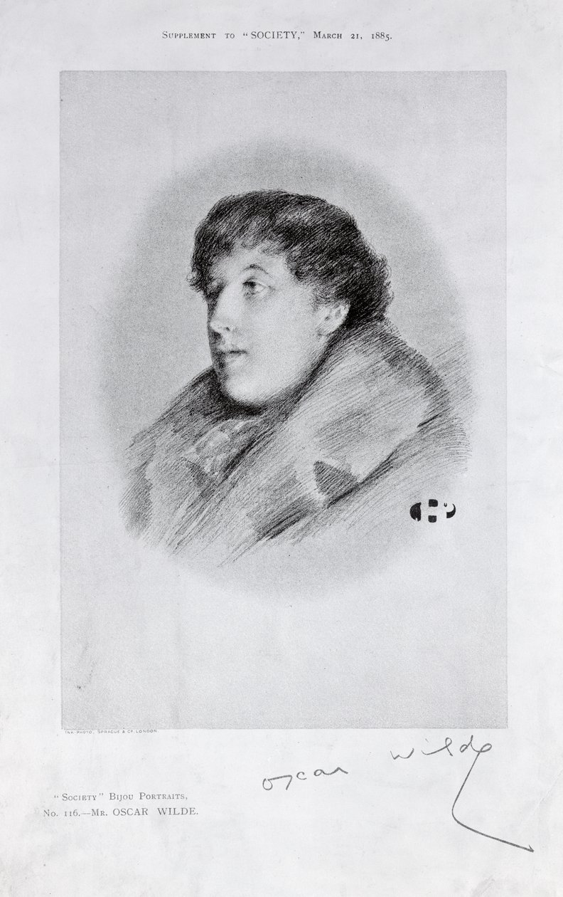 Oscar Wilde (1854-1900) un Retrato Bijou, de Society de English School