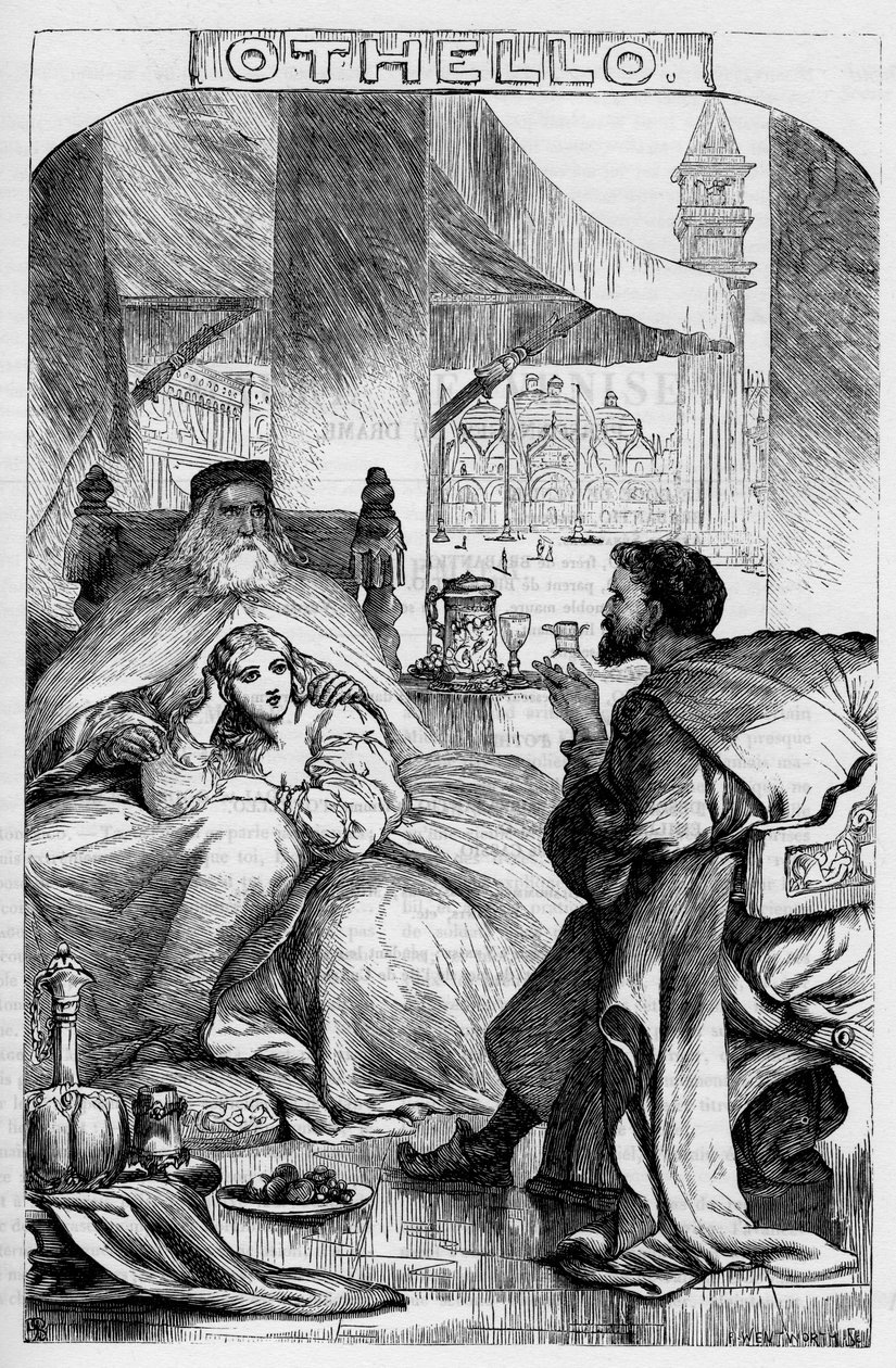 Otelo, el moro de Venecia - Ilustración en “Obras completas de William Shakespeare” 1866 - Las ilustraciones y la forma general de esta edición están tomadas de Shakespeare ilustrado de Cassell, publicado en Londres de English School