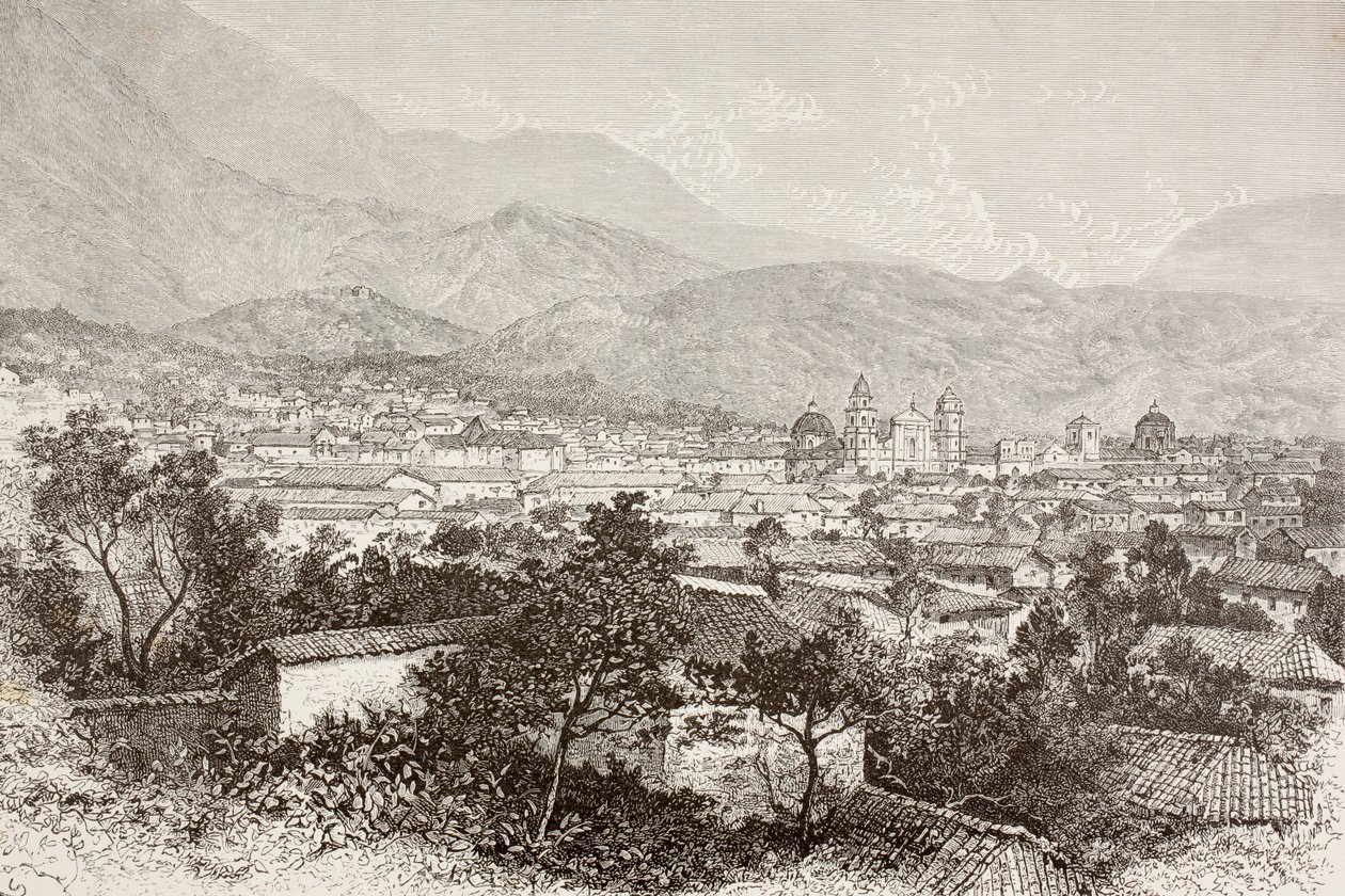 Vista general de Bogotá, Colombia (litografía) de English School