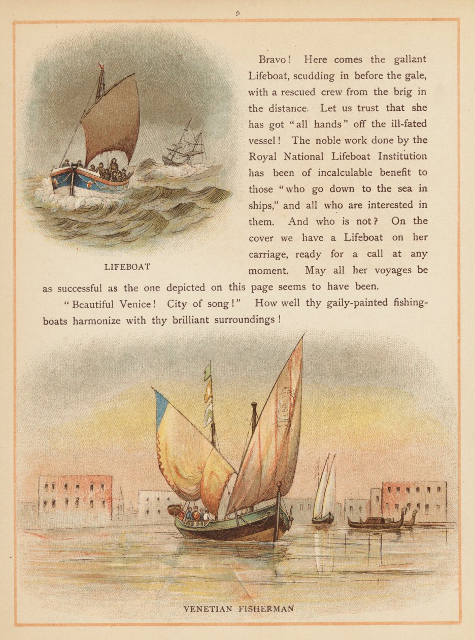 Página de Los barcos del mundo, finales del siglo XIX (litografía en color) de English School