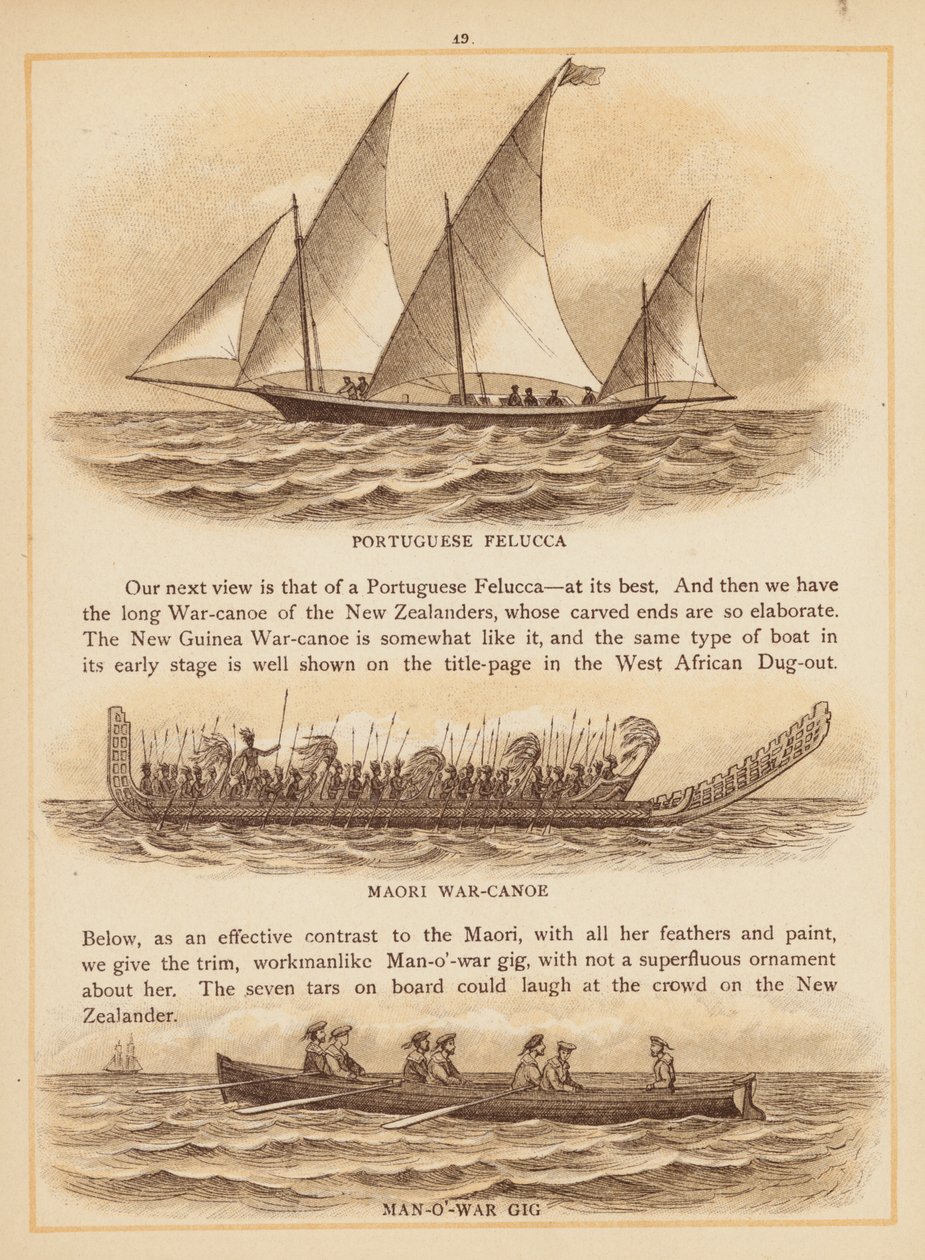 Página de Los barcos del mundo, finales del siglo XIX (litografía en color) de English School