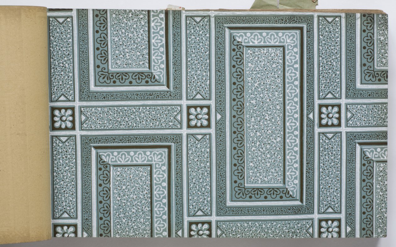Página de un libro de muestras de papel tapiz de English School