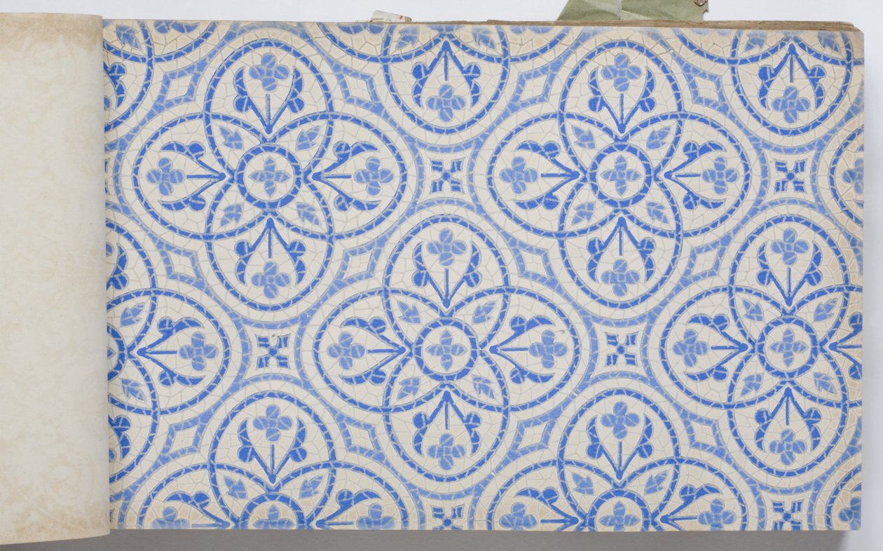 Página de un libro de muestras de papel tapiz de English School