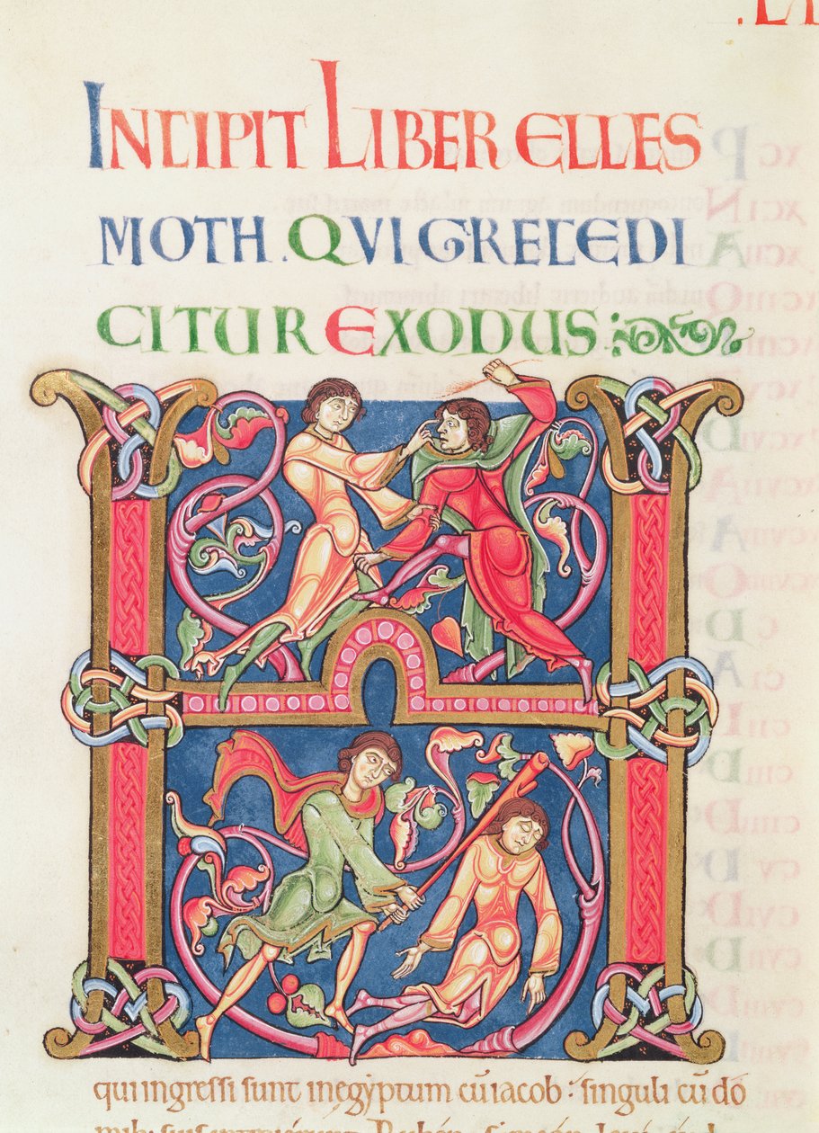 Página de la Biblia de Winchester, c.1150-80 (vitela) de English School