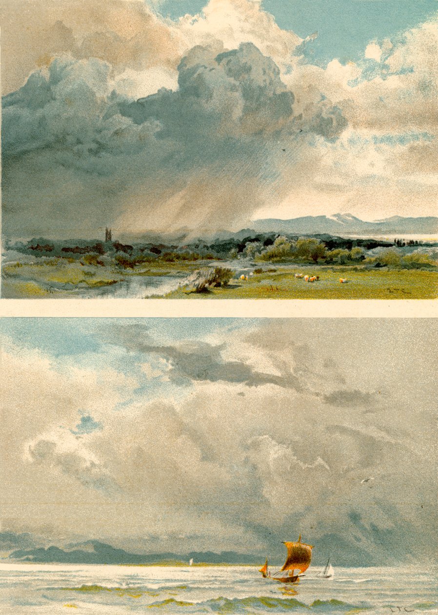 Pintar cielos (litografía en color) de English School