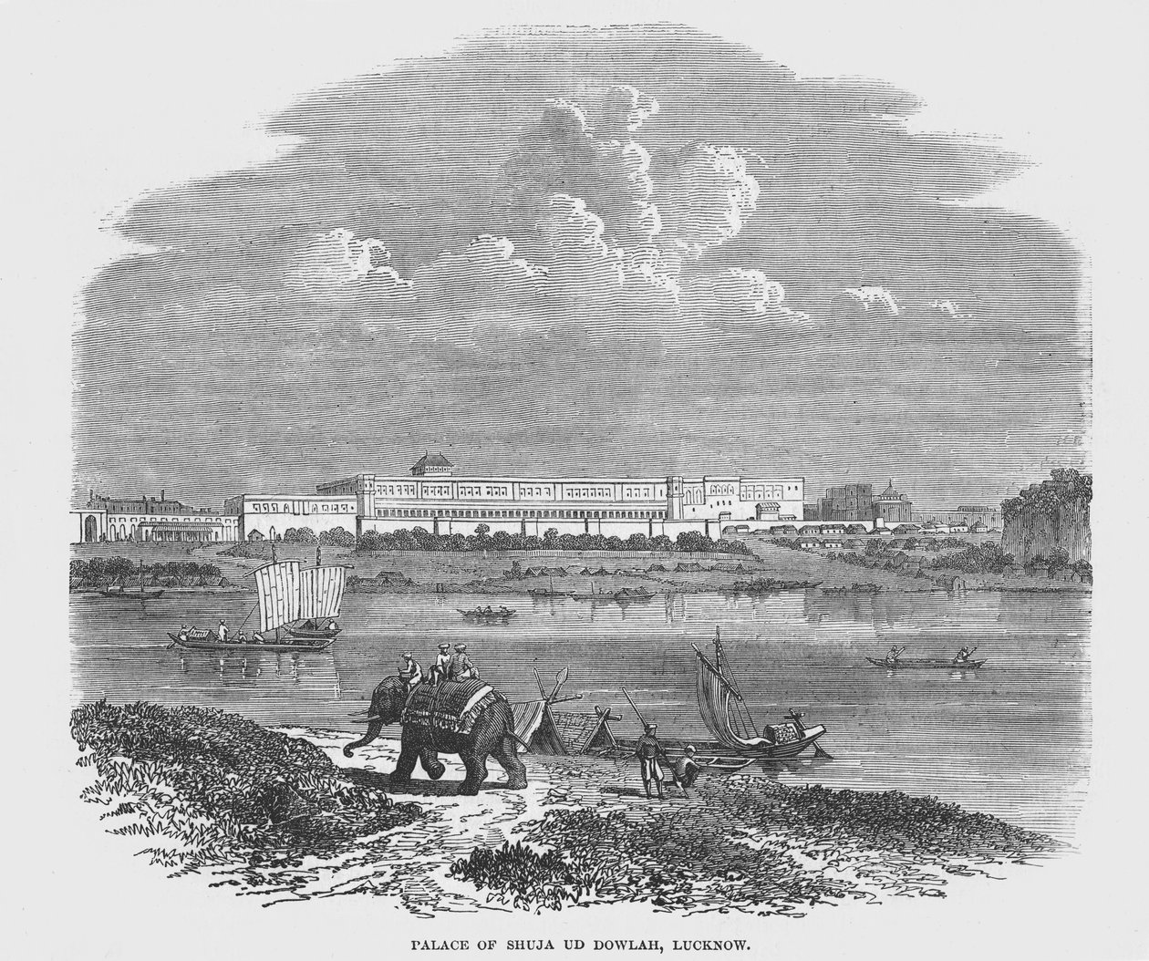 Palacio de Shuja Ud Dowlah, Lucknow (grabado) de English School
