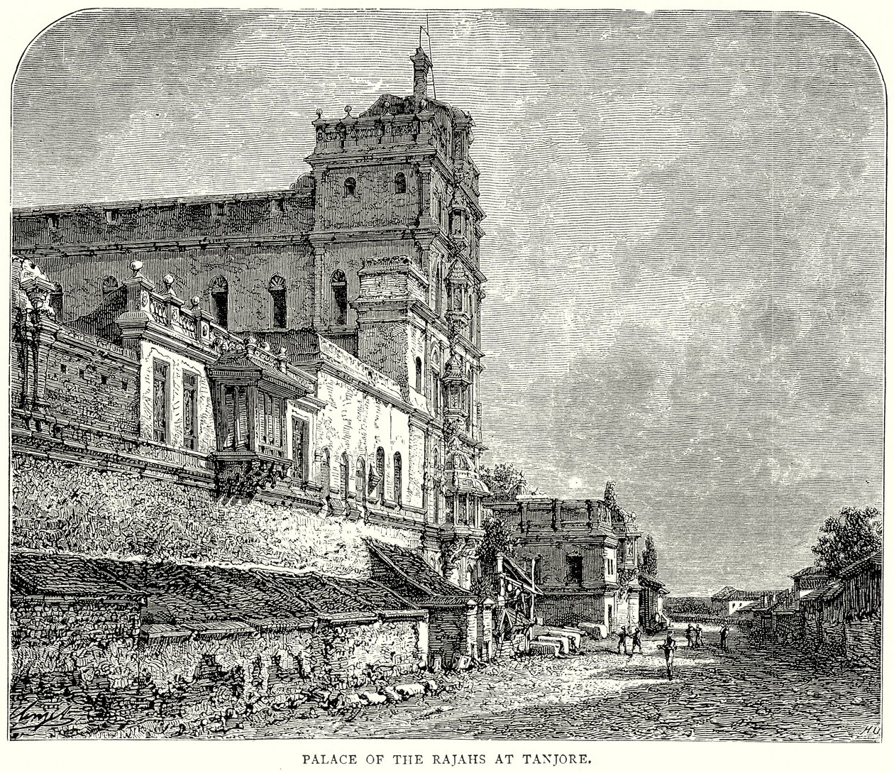 Palacio de los Rajás en Tanjore (grabado) de English School
