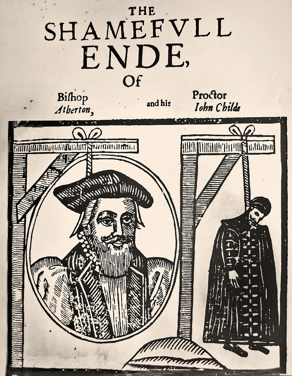 Folleto anunciando la ejecución de John Atherton y su amante John Childe por sodomía de English School
