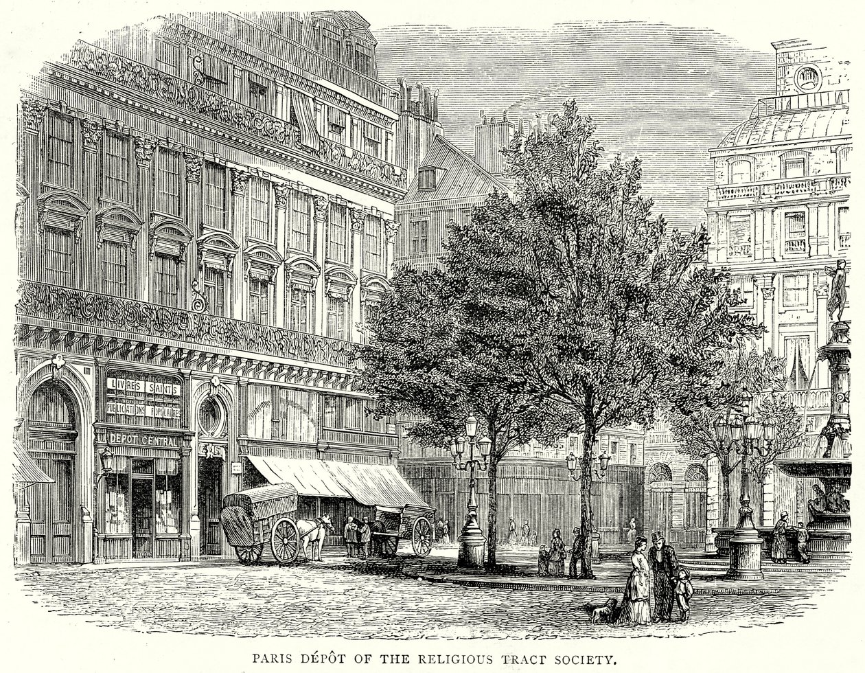 Depósito de París de la Sociedad de Tratados Religiosos (grabado) de English School