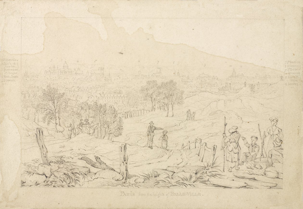 París desde las Alturas de Belle Ville, 1815 de English School