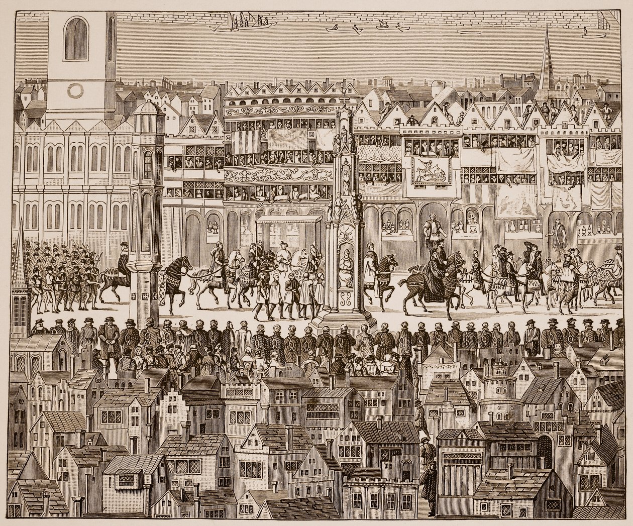 Parte de la procesión de coronación de Eduardo VI, 1547 (después de una acuarela del siglo XVI) de English School