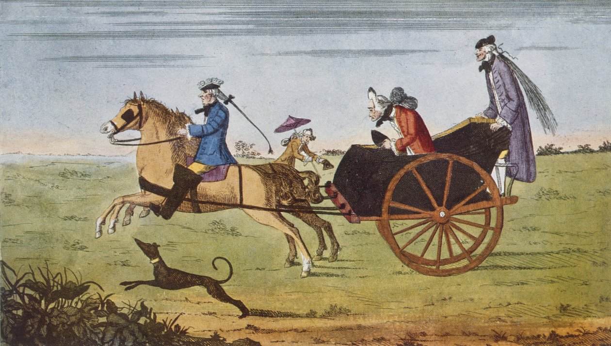 Pasajero en un coche de caballos, "La carretera y sus vehículos...", de Hilaire Belloc de English School