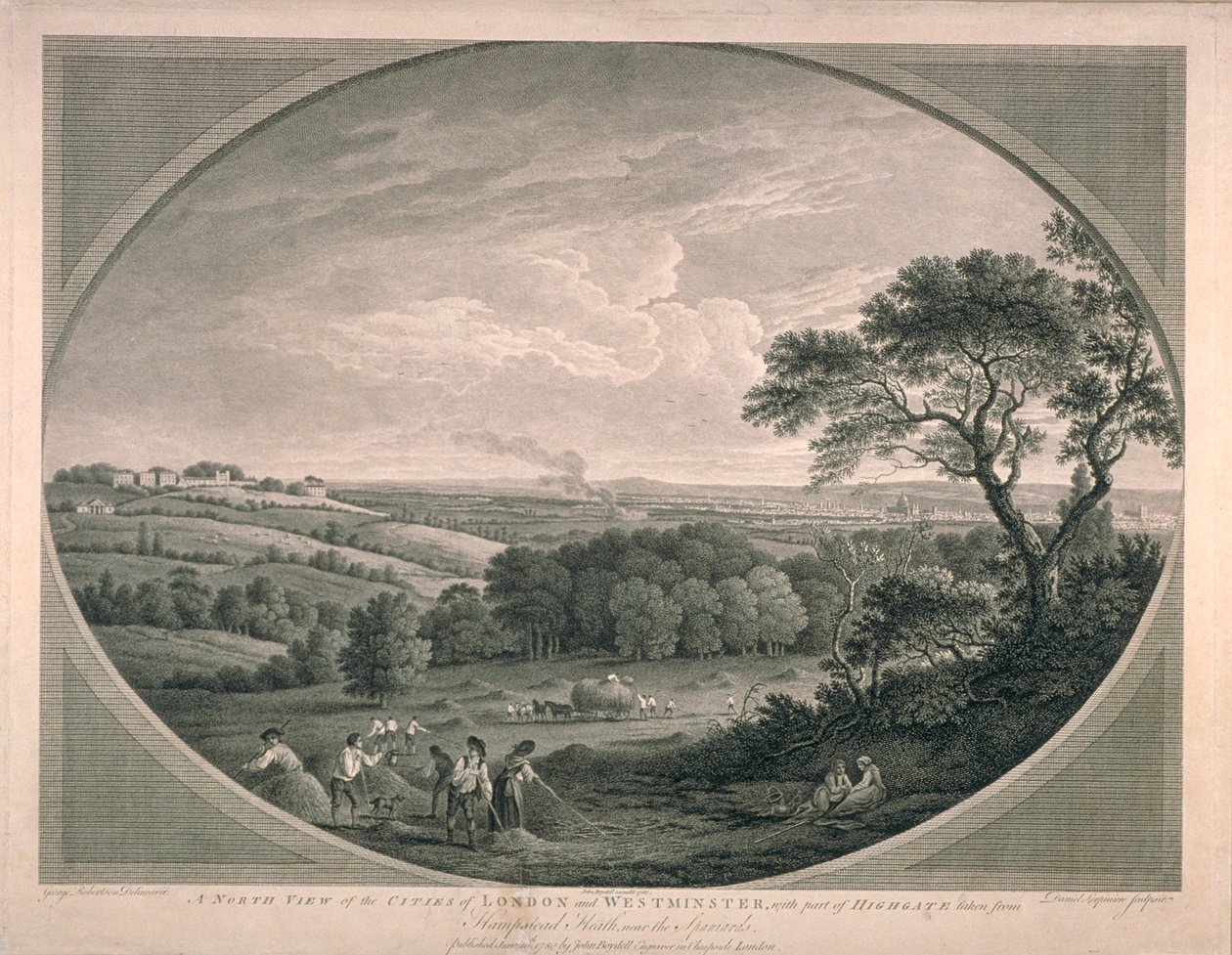 Vista Pastoral de las Ciudades de Westminster con parte de Highgate, 1780 de English School