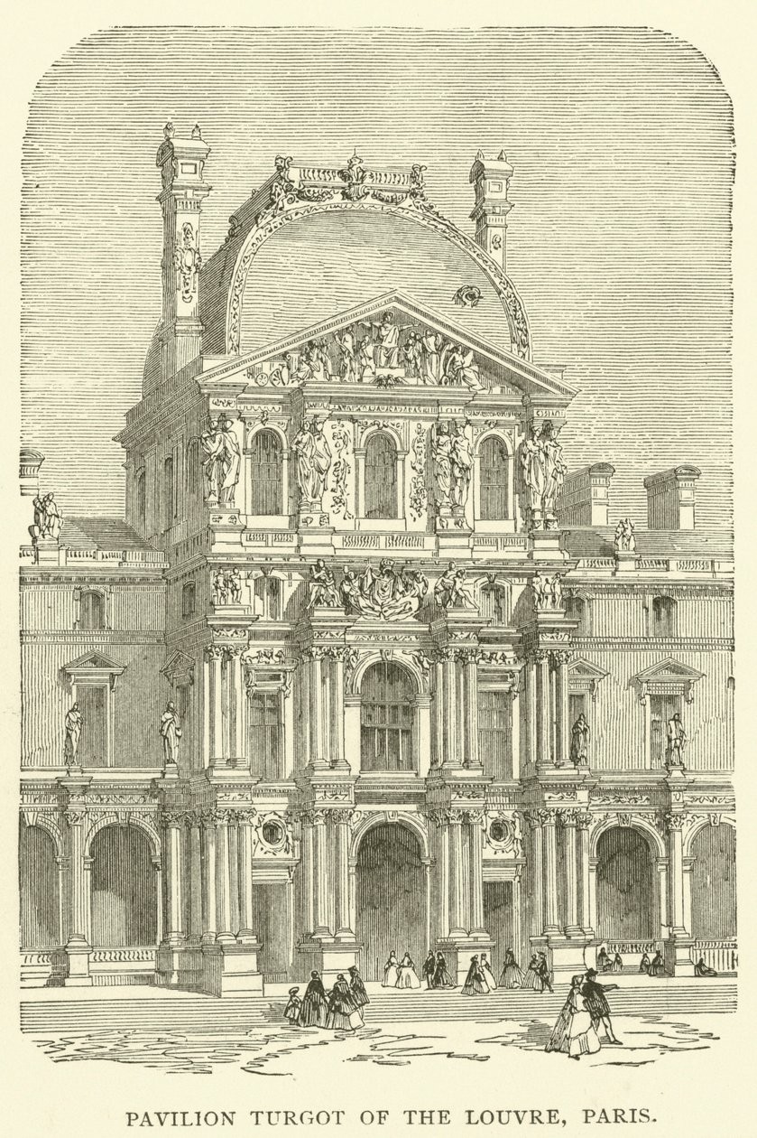 Pabellón Turgot del Louvre, París (grabado) de English School