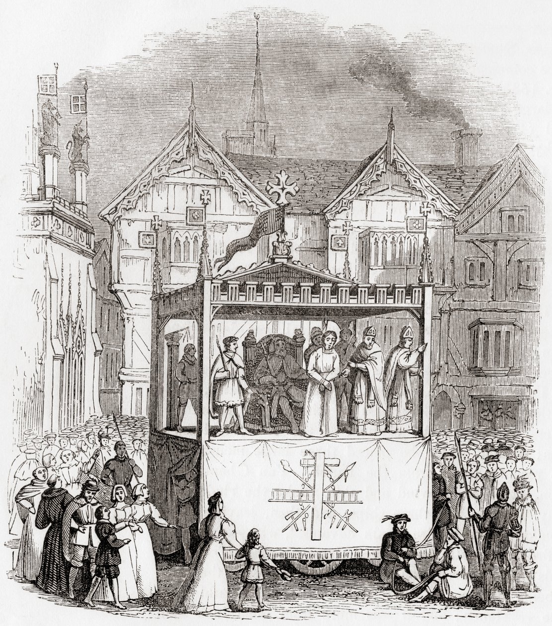 Representación de una obra de teatro de la pasión del siglo XV - El proceso y la crucifixión de Cristo - por la Smith
