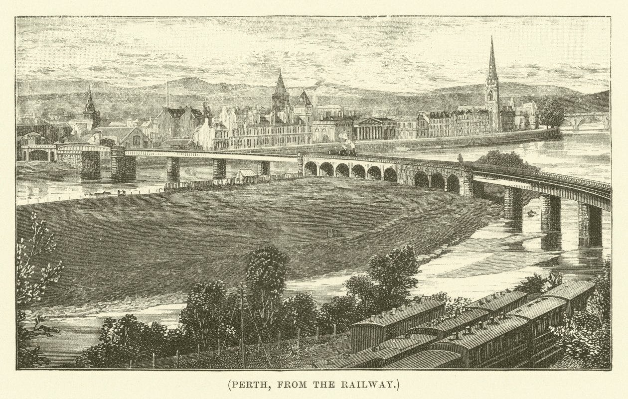 Perth, desde el ferrocarril (grabado) de English School