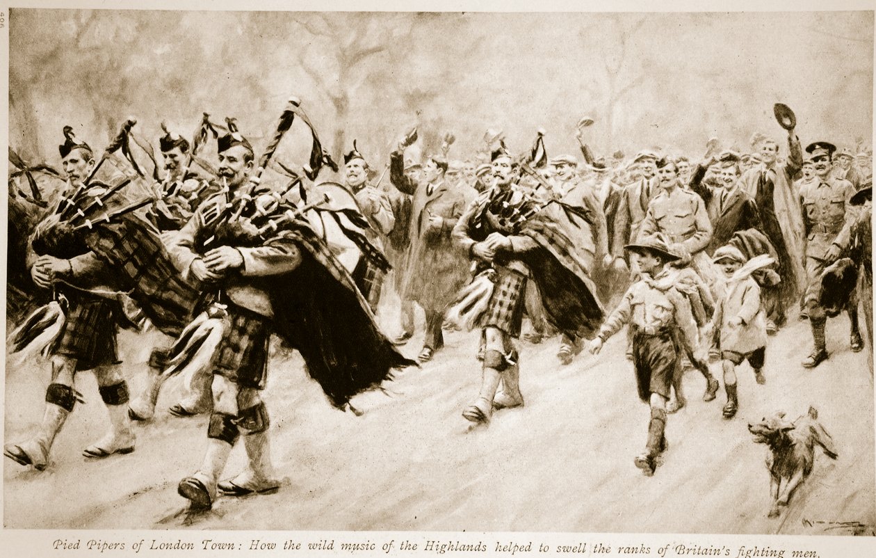 Flautistas de Hamelín de Londres: Cómo la música salvaje de las Highlands ayudó a aumentar las filas de los combatientes británicos, 1914-19 de English School