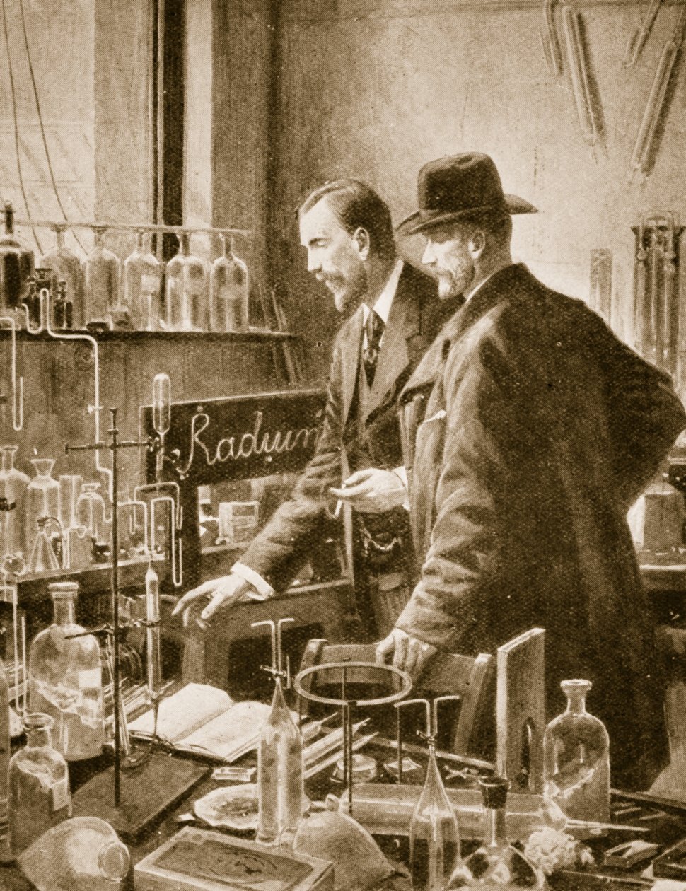 Pierre Curie conversando con Sir William Ramsay de English School