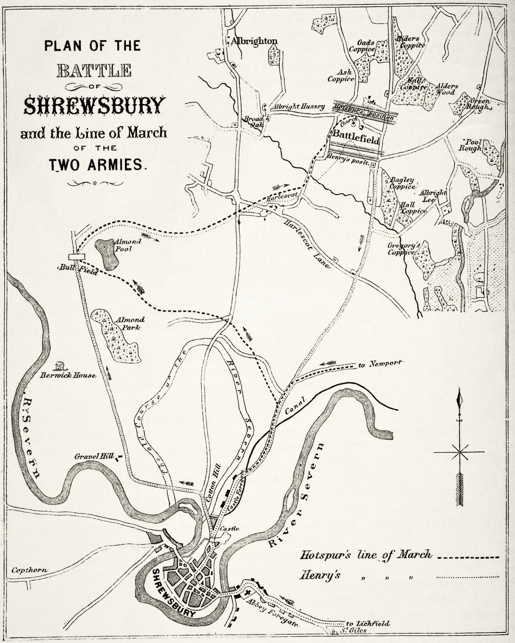 Plano de la Batalla de Shrewsbury, 21 de julio de 1403, de 