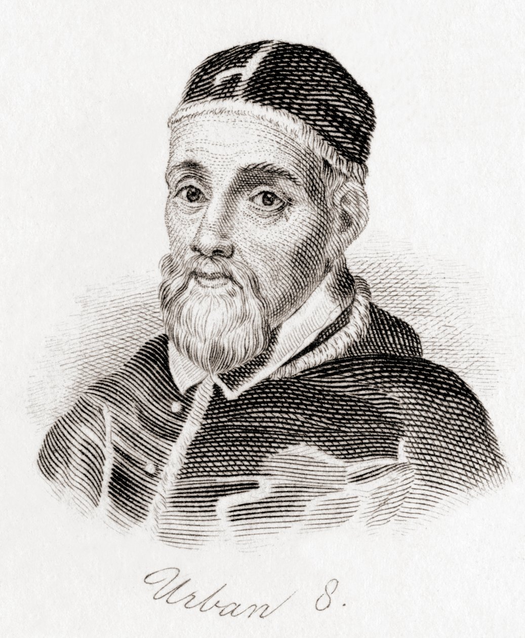 Papa Urbano VIII, c.1568 -1644, nacido Maffeo Barberini (grabado) de English School
