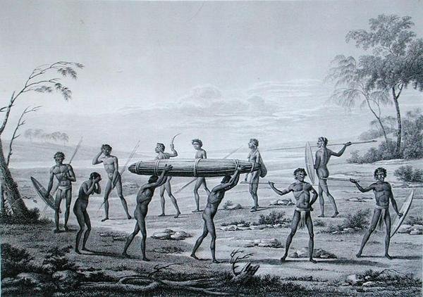 Port Jackson, Nueva Holanda: Ceremonia de entierro aborigen, de 