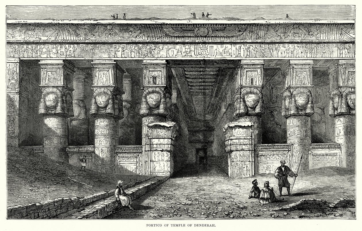 Pórtico del templo de Denderah (grabado) de English School