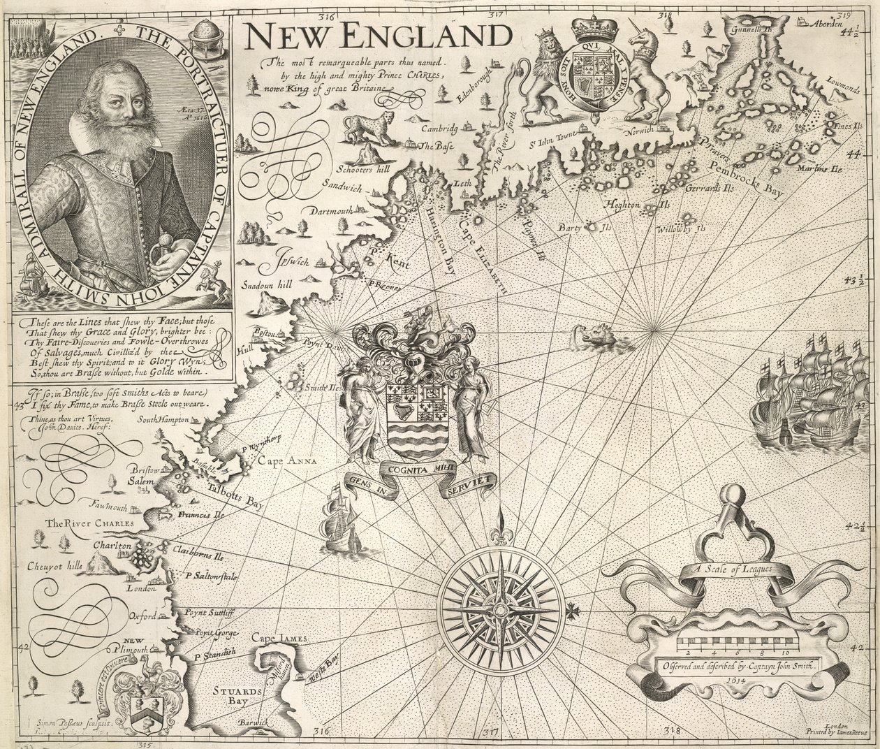 Retrato del Capitán John Smith. Una imagen de la costa de Nueva Inglaterra, en 
