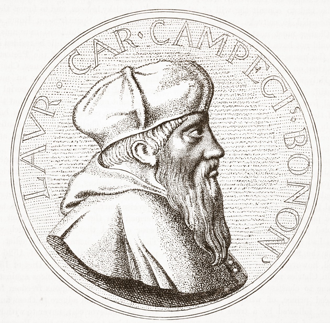 Retrato del Cardenal Campeggio, ilustración de La Historia del Protestantismo de James Aitken Wylie, pub. 1878 de English School