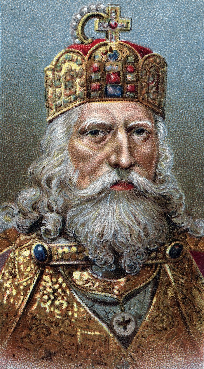 Retrato de Carlomagno (742-814), Rey de los Francos - De la serie "Líderes de Hombres" de English School