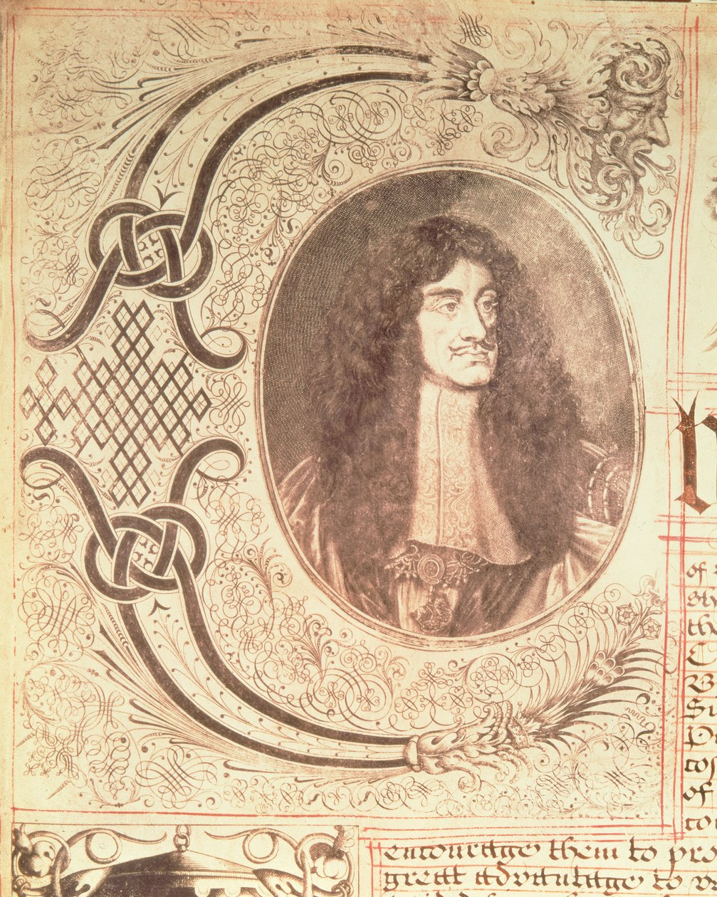 Retrato de Carlos II del estatuto de la Compañía de la Bahía de Hudson, 2 de mayo de 1670 de English School