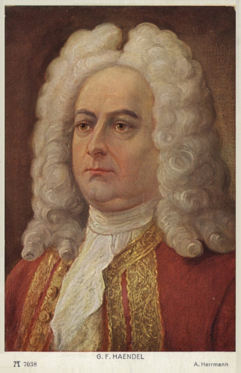 Retrato de George Friedrich Handel (litografía en color) de English School