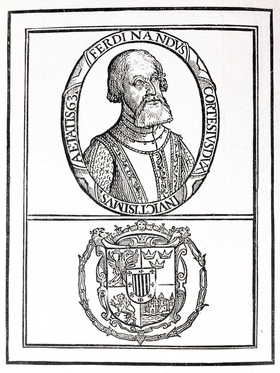 Retrato de Hernado Cortés (1485-1547) y sus armas, de 