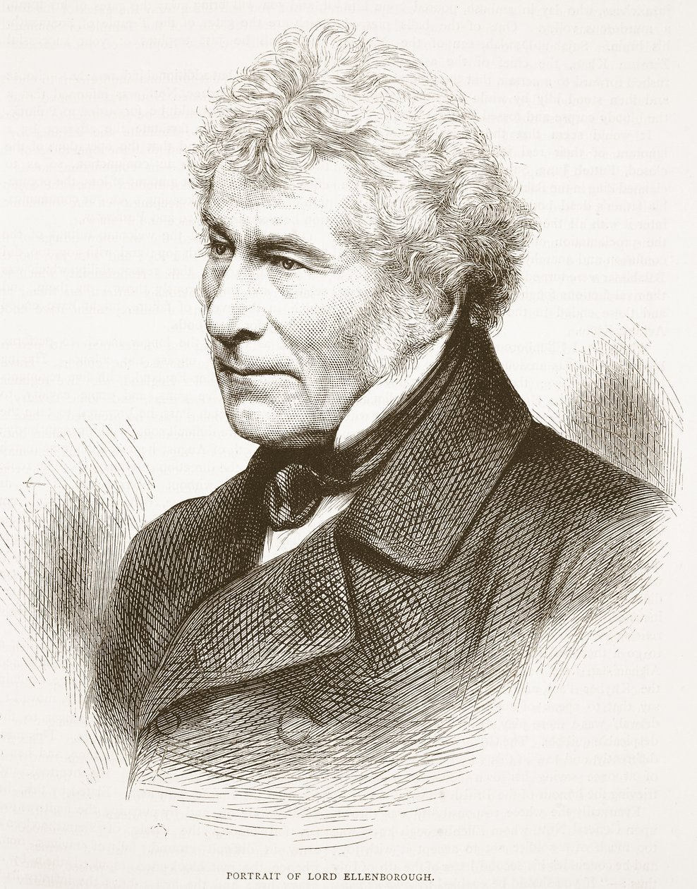 Retrato de Lord Ellenborough, ilustración de la Historia Ilustrada de Inglaterra de Cassell de English School