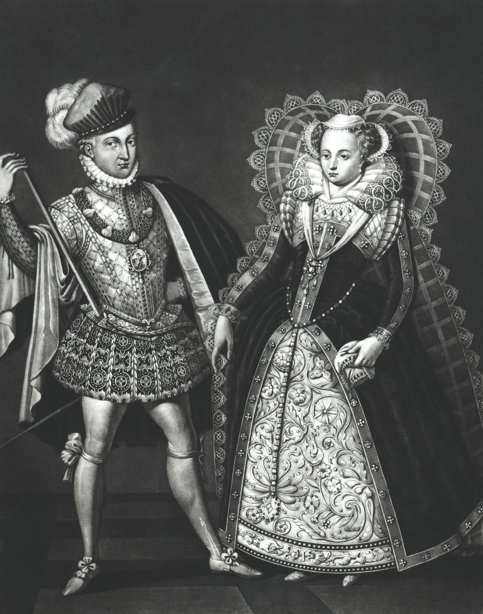 Retrato de María Reina de Escocia (1542-87) y Henry Stewart, Lord Darnley (1545-67), 29 de junio de 1565 de English School