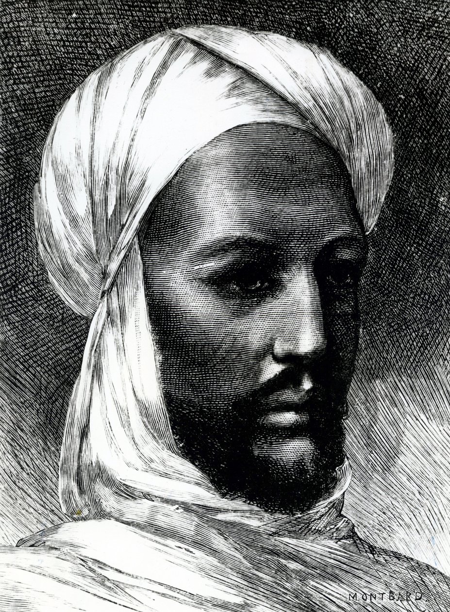 Retrato de Muhammad Ahmad (1844-1885), conocido como Mahdi, líder de los derviches en la guerra contra los británicos en 1884, guerras coloniales, Sudán de English School