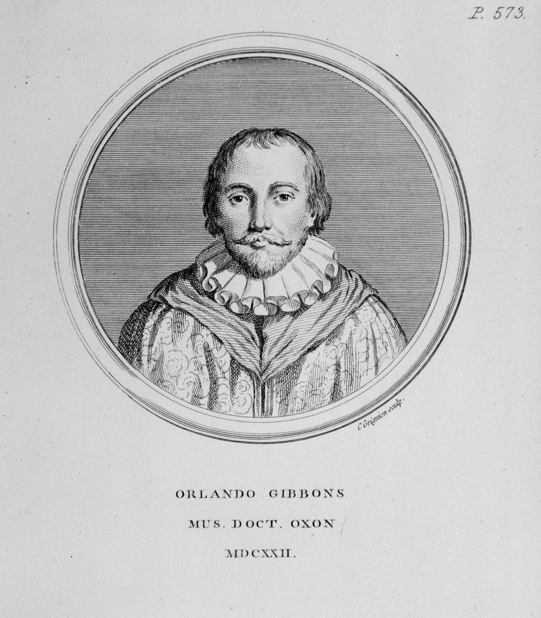 Retrato de Orlando Gibbons (1583-1625) compositor británico de English School