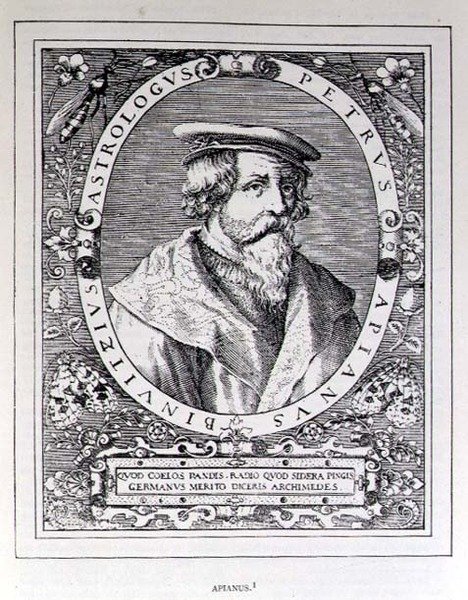 Retrato de Petrus Apianus (1501-52) de La narrativa y la historia crítica de América, editada por Justin Winsor, Londres, 1886 de English School