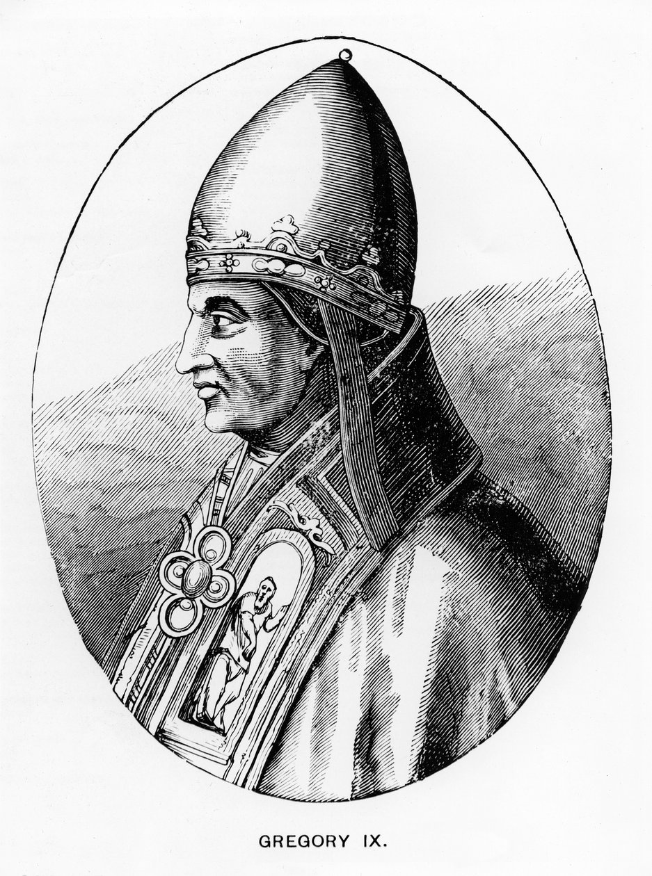 Retrato del Papa Gregorio IX (c.1170-1241) ilustración de 