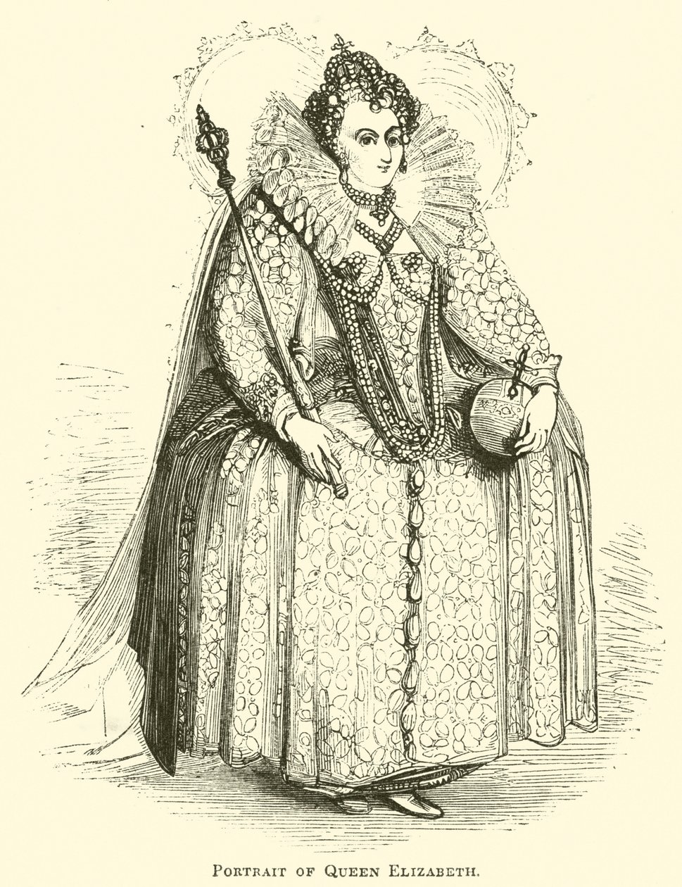 Retrato de la reina Isabel (grabado) de English School