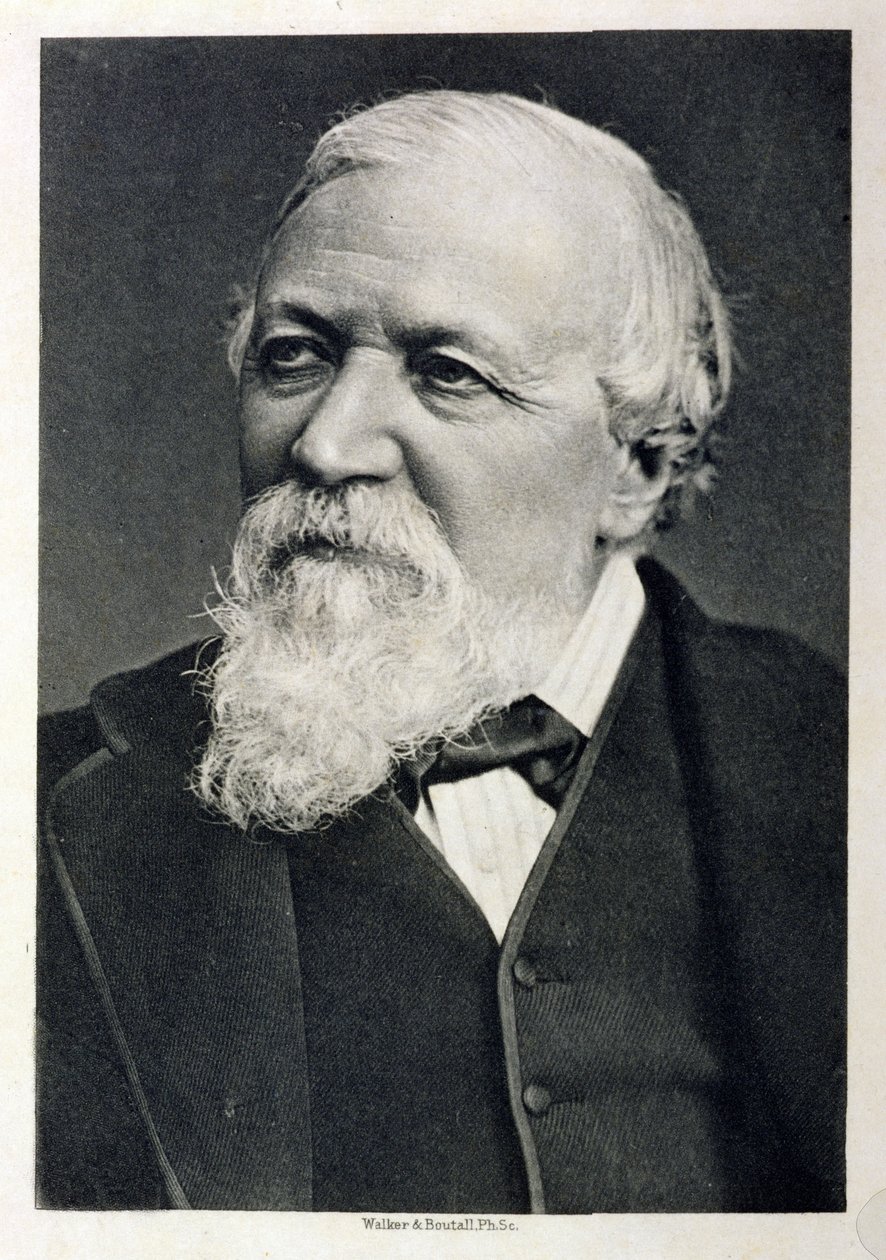 Retrato de Robert Browning (1812-89) de una fotografía de Fradelle y Young, grabado por Walker y Boutall, 1881 de English School