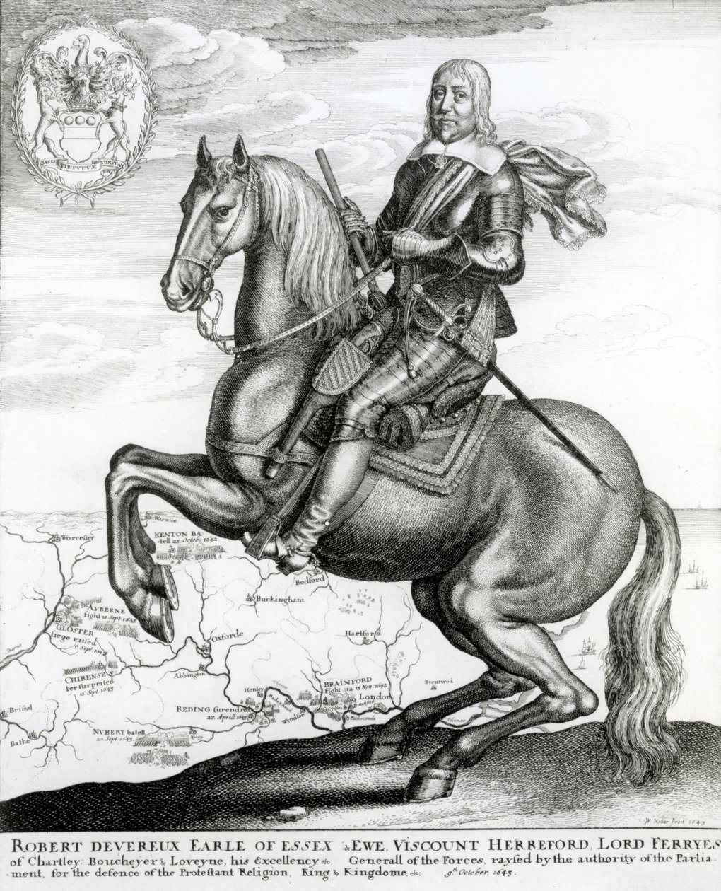 Retrato de Robert Devereux a caballo de English School