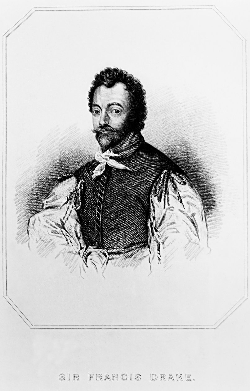 Retrato de Sir Francis Drake (1540-1596) de Lodges British Portraits, 1823 de English School