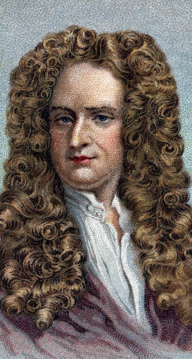 Retrato de Sir Isaac Newton 1642-1727, físico y matemático inglés - De la serie 