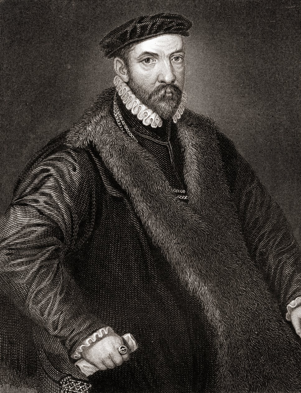 Retrato de Sir Nicholas Bacon (1510-1579) de Lodges British Portraits, 1823 de English School