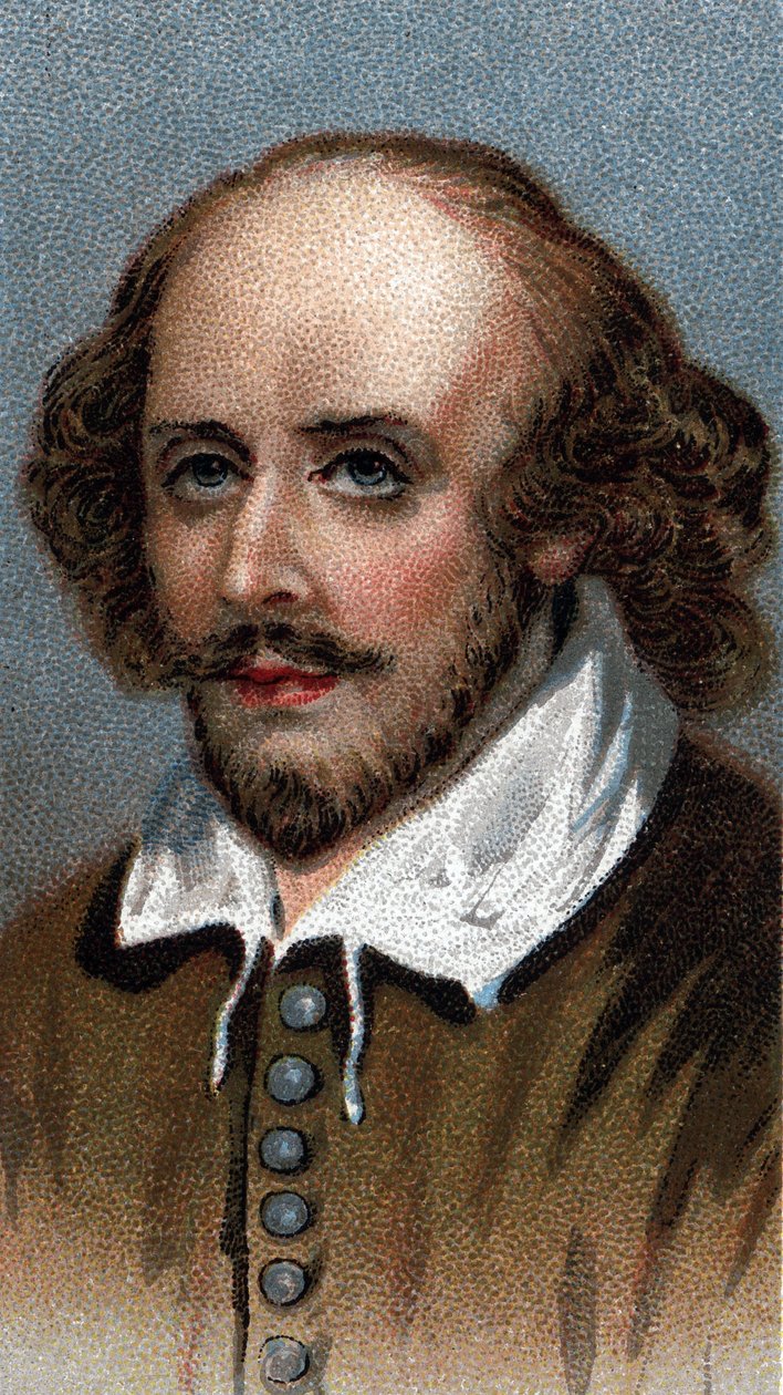 Retrato de William Shakespeare, dramaturgo inglés - De la serie "Leaders of Men" - Cromolitografía - Escuela Inglesa, siglo XX de English School